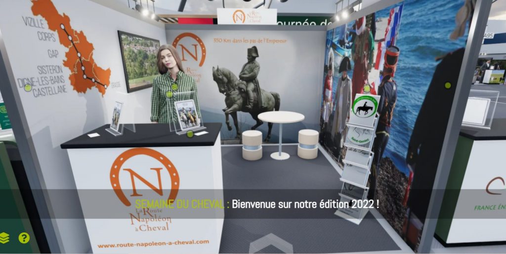 stand virtuel avec avatar de la route napoléon à cheval